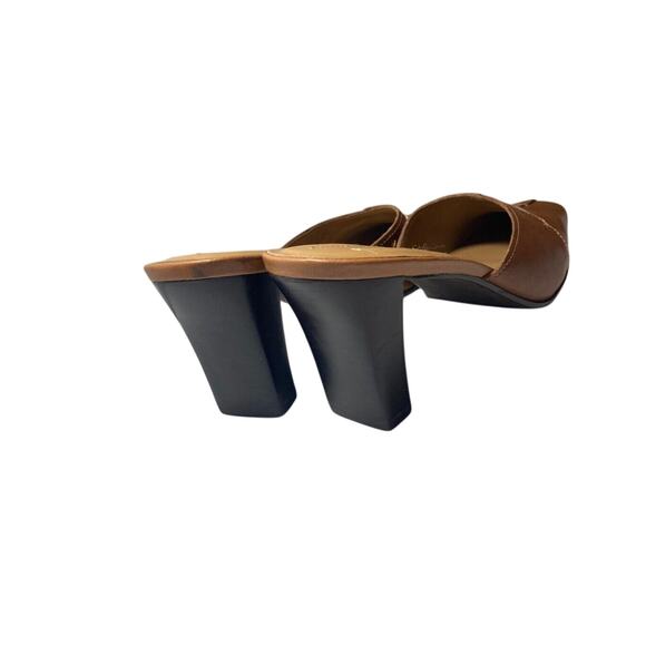 Vintage Danielle Brown Jackie Kennedy Bohemian Leather Square Pilgrim Pumps - Picture 4 of 7